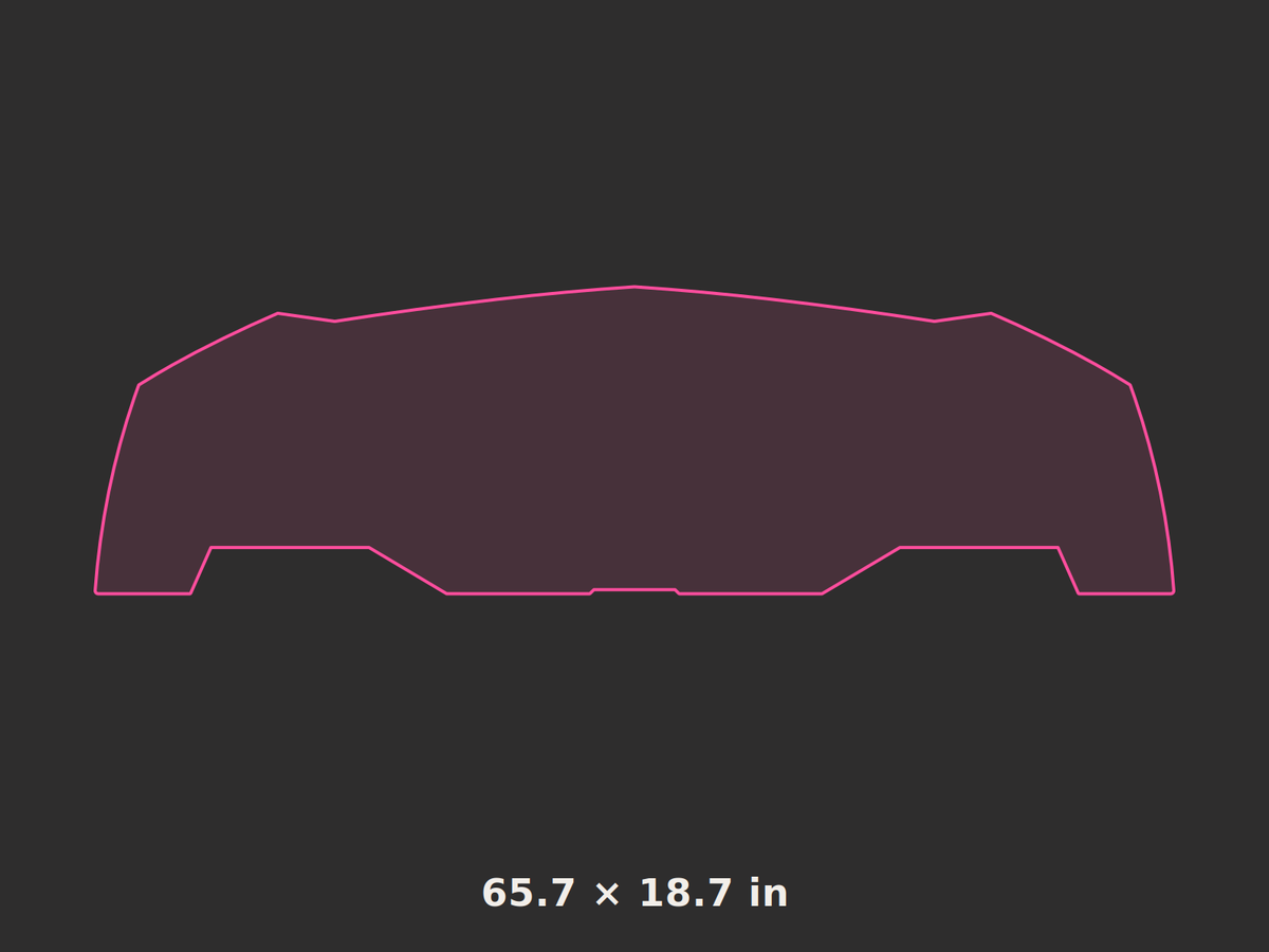 Front splitter outline, 65.7 × 18.7 in
