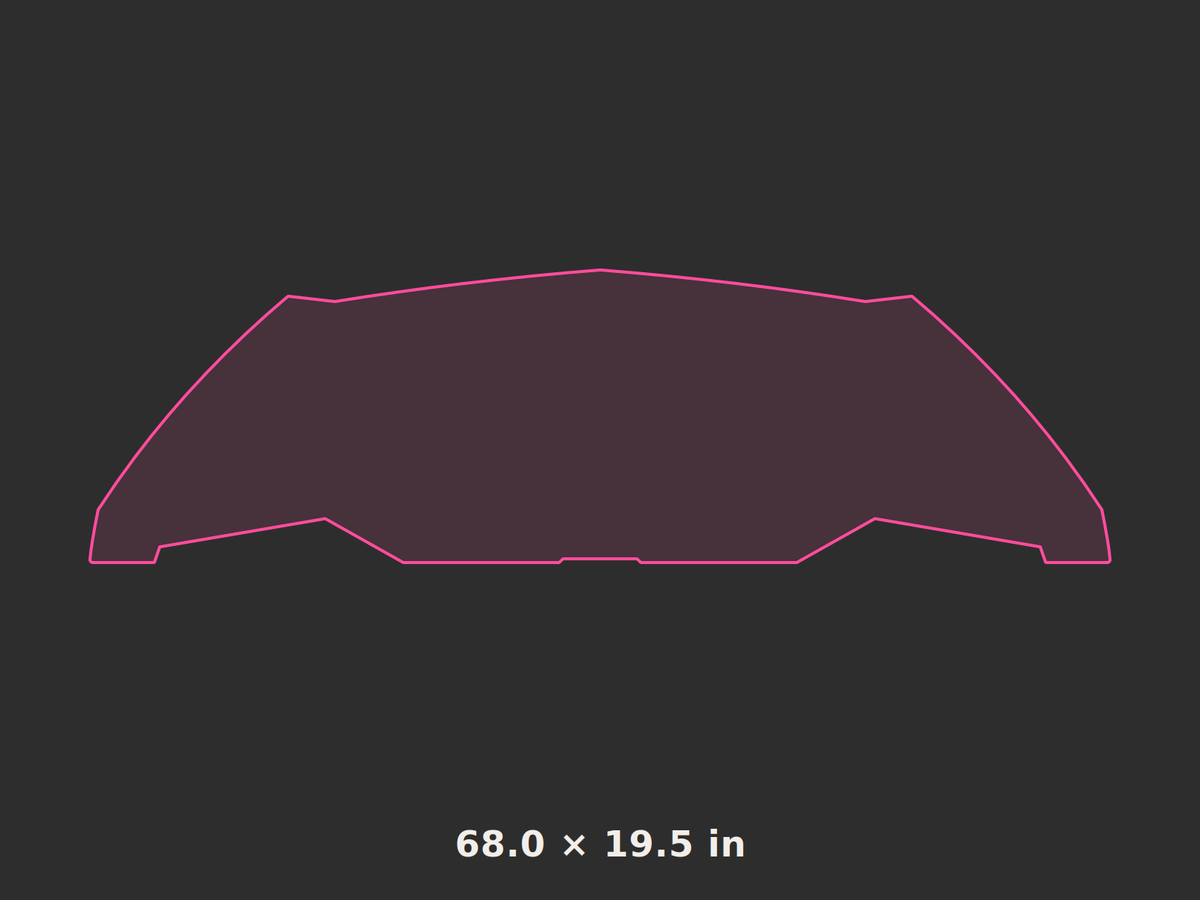 Front splitter outline, 68.0 × 19.5 in