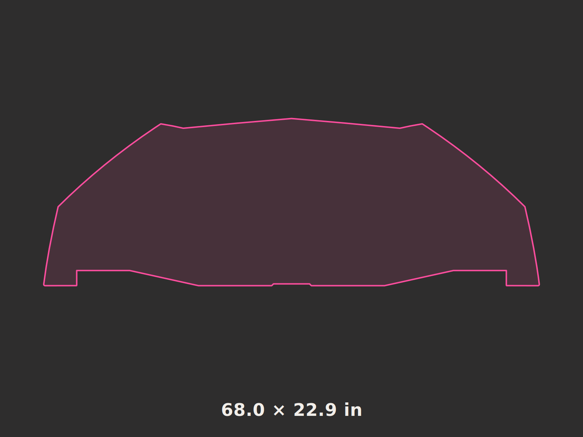 Front splitter outline, 68.0 × 22.9 in