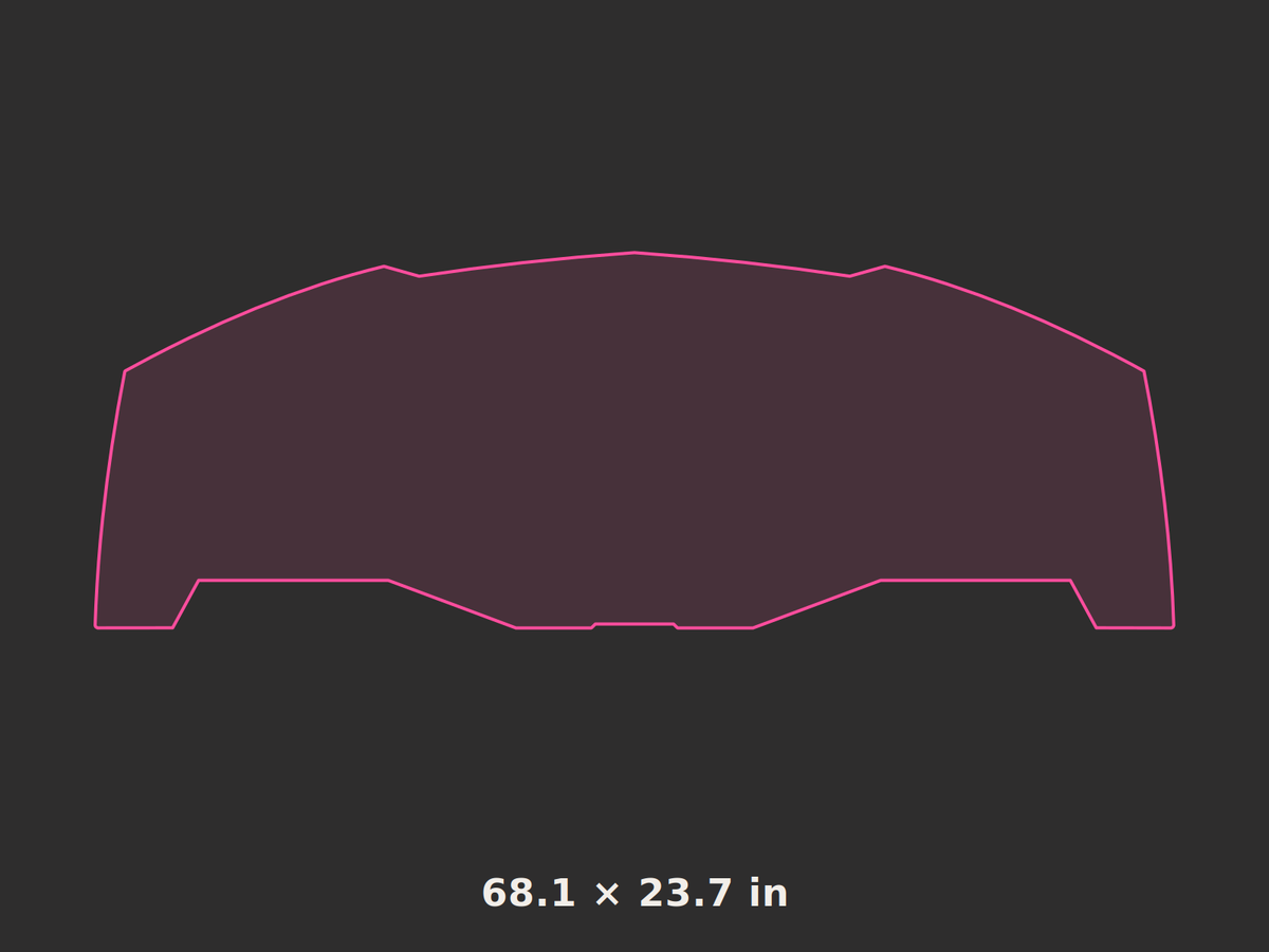 Front splitter outline, 68.1 × 23.7 in