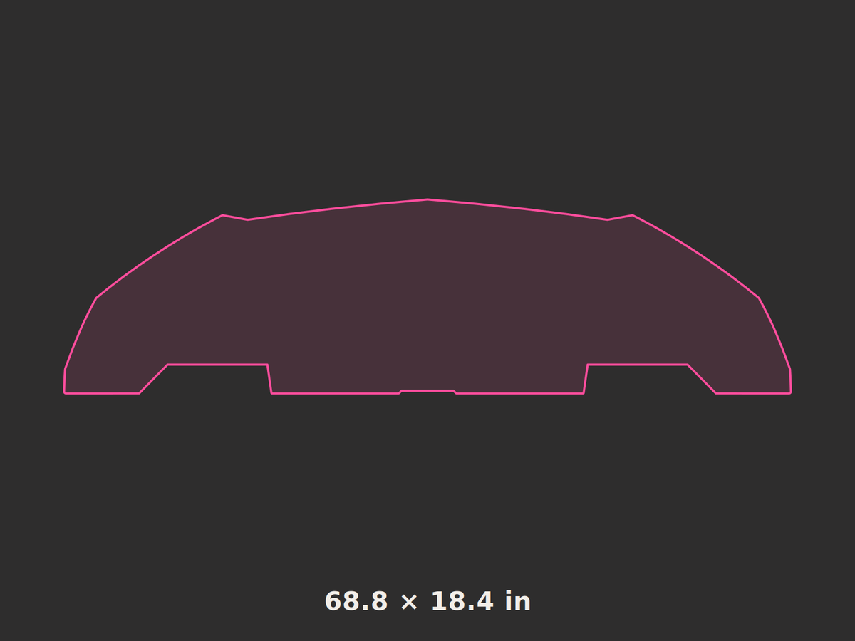 Front splitter outline, 68.8 × 18.4 in