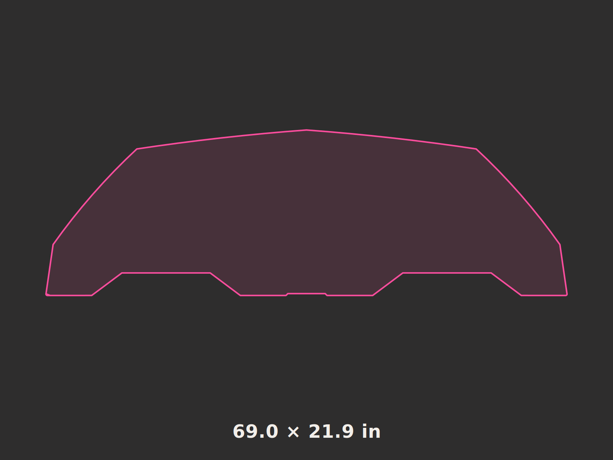 Front splitter outline, 69.0 × 21.9 in