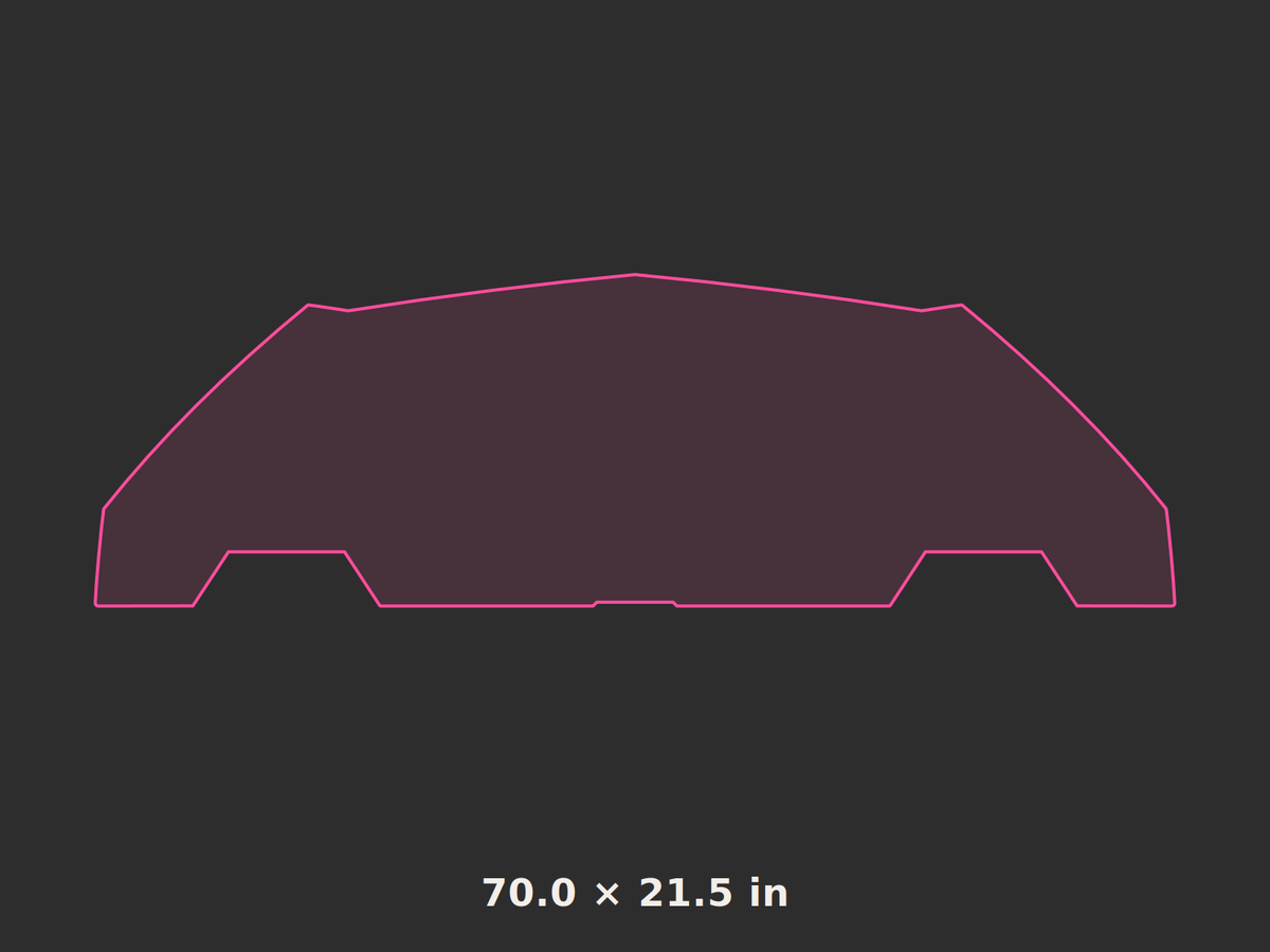 Front splitter outline, 70.0 × 21.5 in