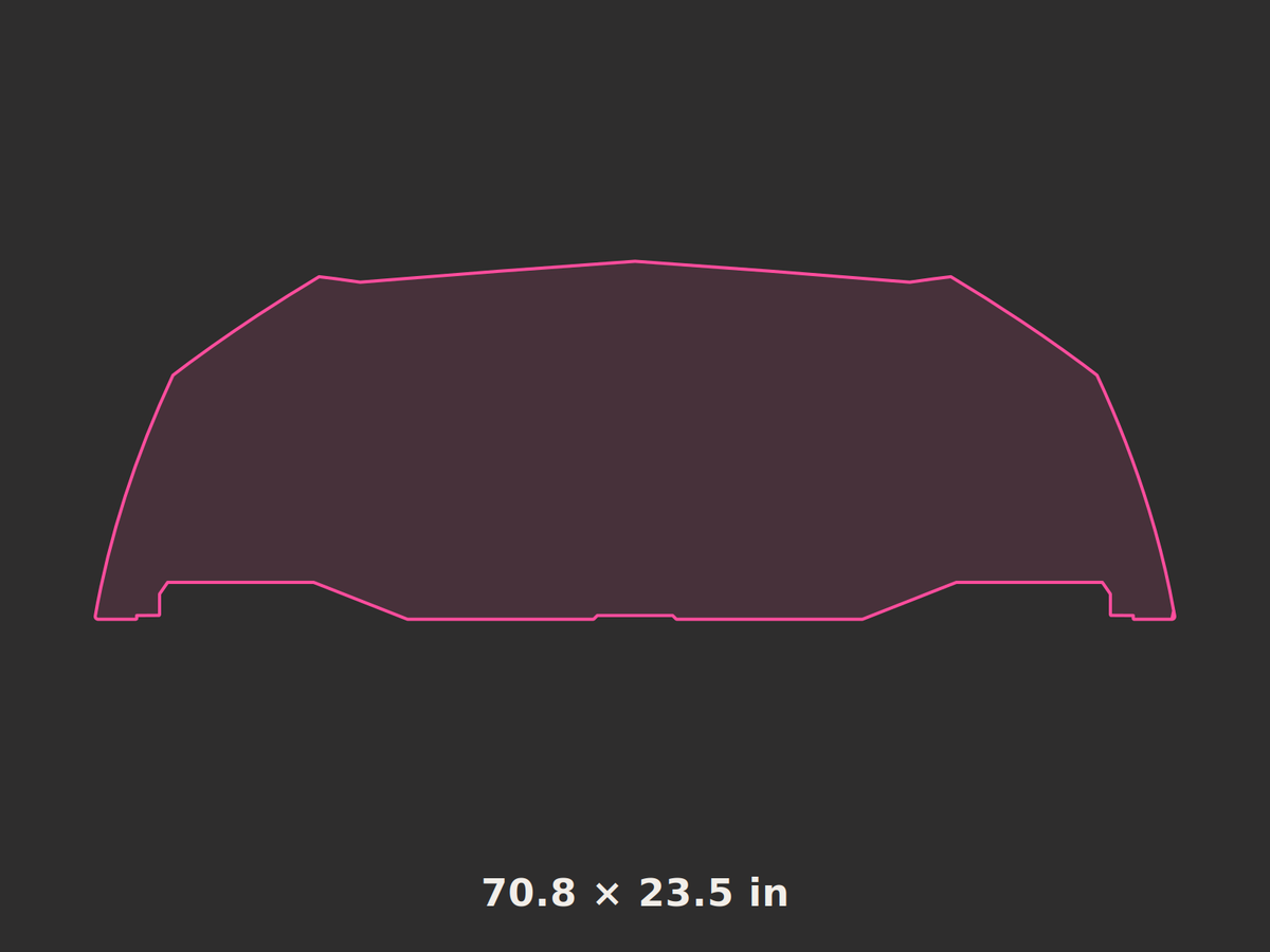 Front splitter outline, 70.8 × 23.5 in