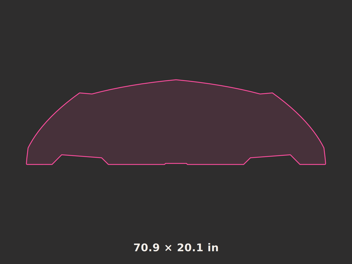 Front splitter outline, 70.9 × 20.1 in