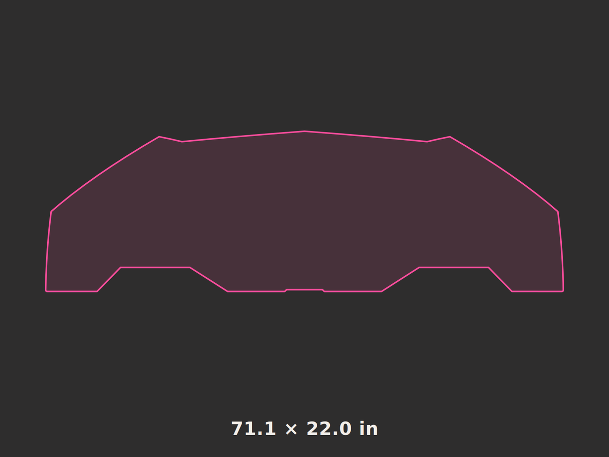 Front splitter outline, 71.1 × 22.0 in