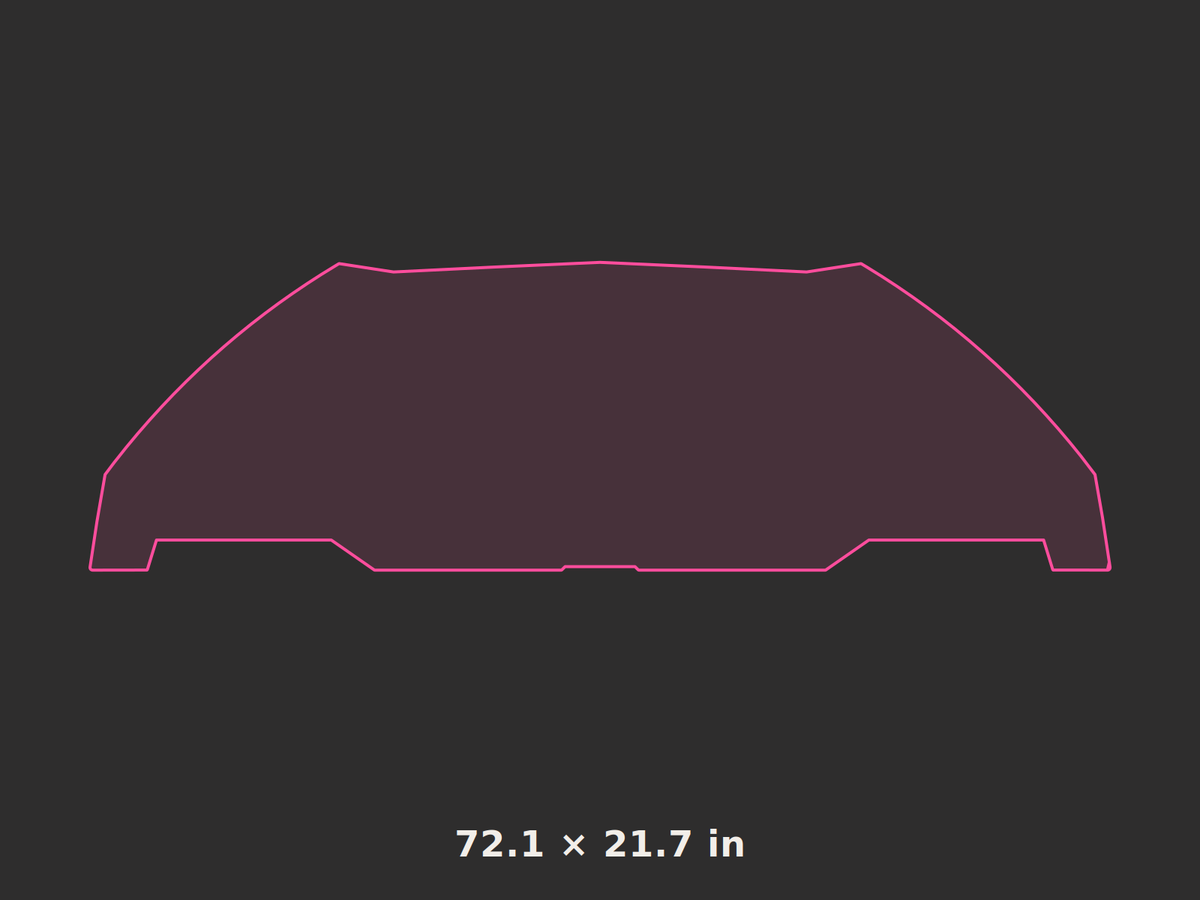 Front splitter outline, 72.1 × 21.7 in