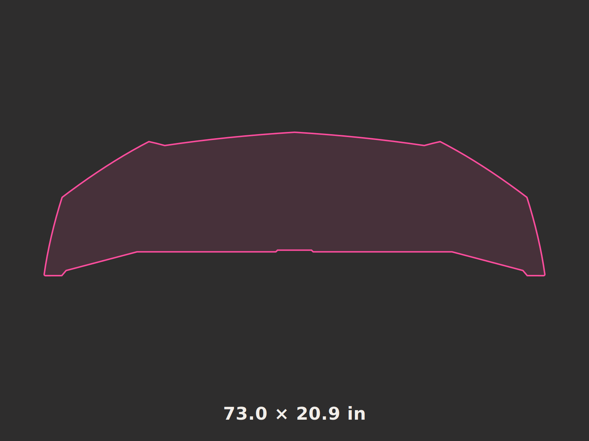 Front splitter outline, 73.0 × 20.9 in