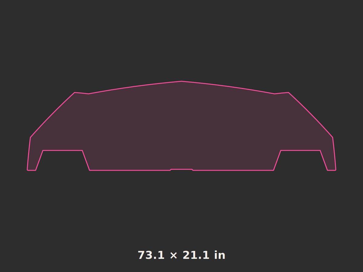 Front splitter outline, 73.1 × 21.1 in
