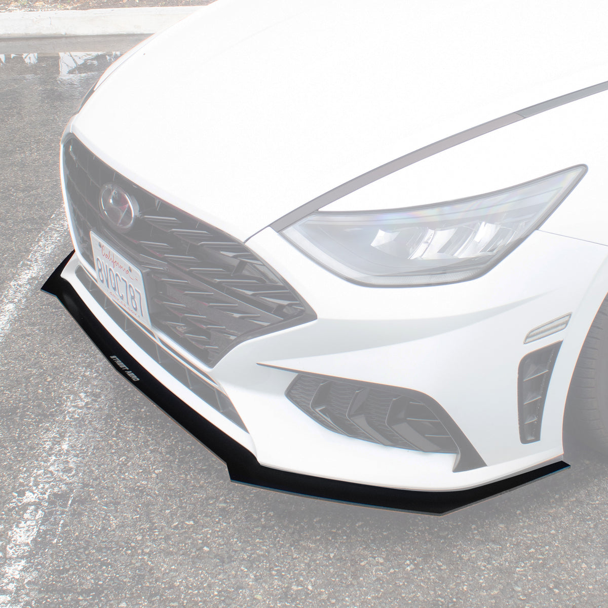 Glossy Black Front Bumper Lip Splitter For 2020-2023 Hyundai Sonata - GT Style, 3-Piece