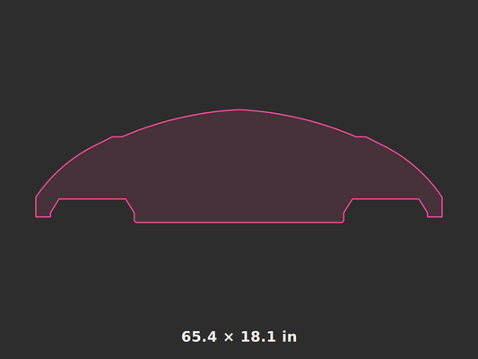 Front splitter outline, 65.4 × 18.1 in