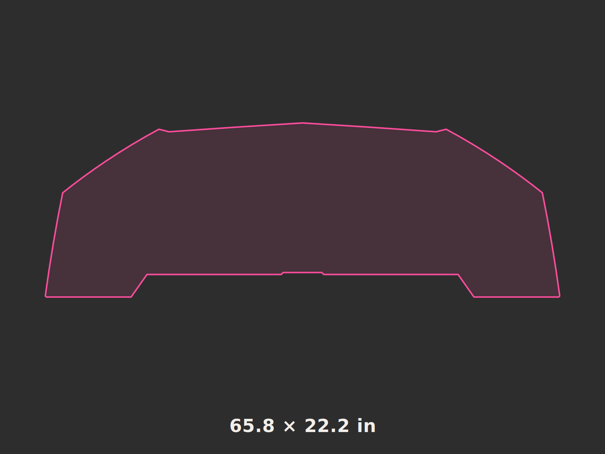Front splitter outline, 65.8 × 22.2 in