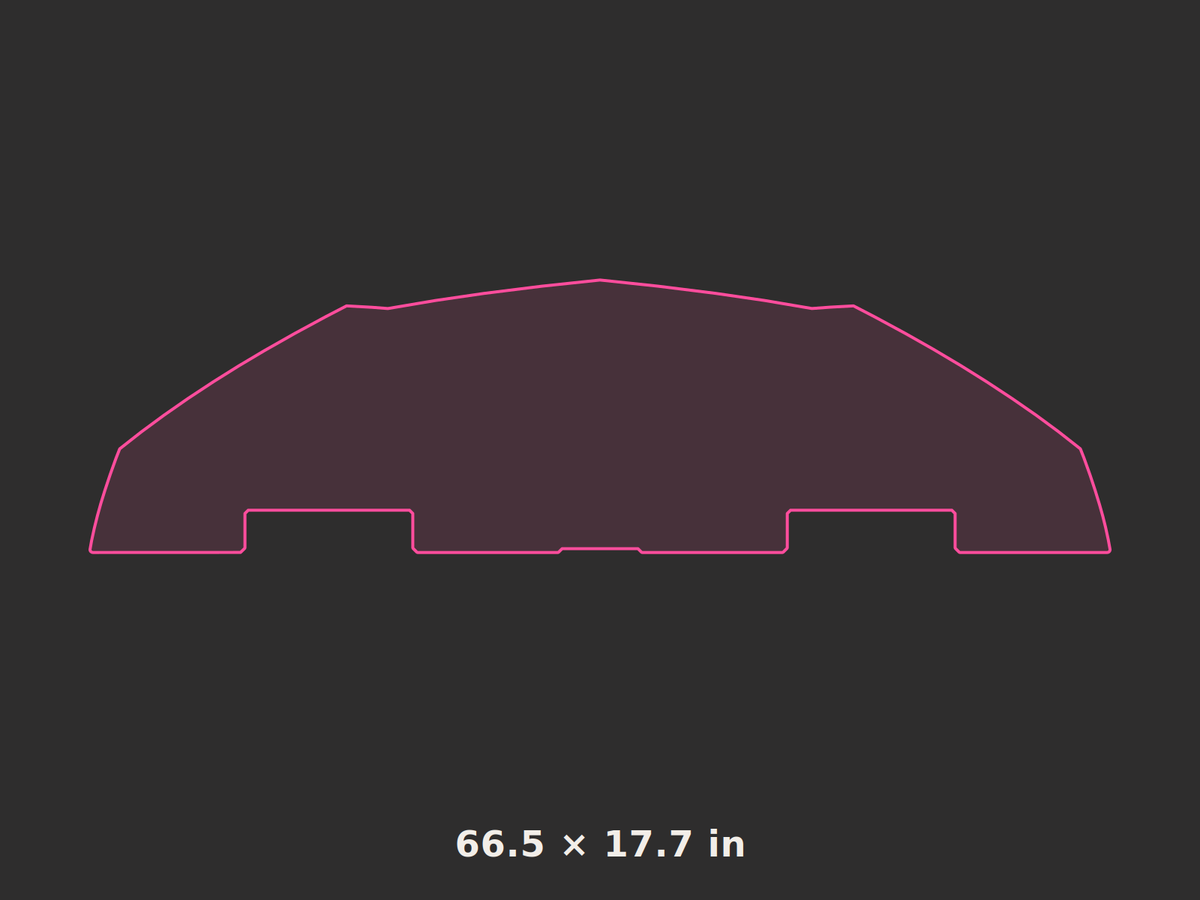 Front splitter outline, 66.5 × 17.7 in