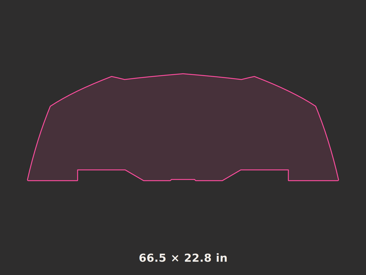 Front splitter outline, 66.5 × 22.8 in