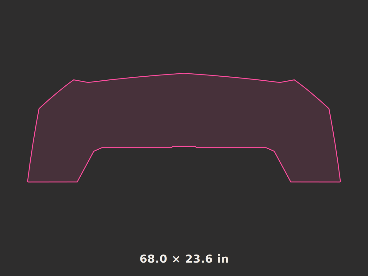 Front splitter outline, 68.0 × 23.6 in