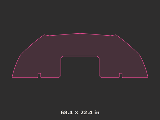 Front splitter outline, 68.4 × 22.4 in