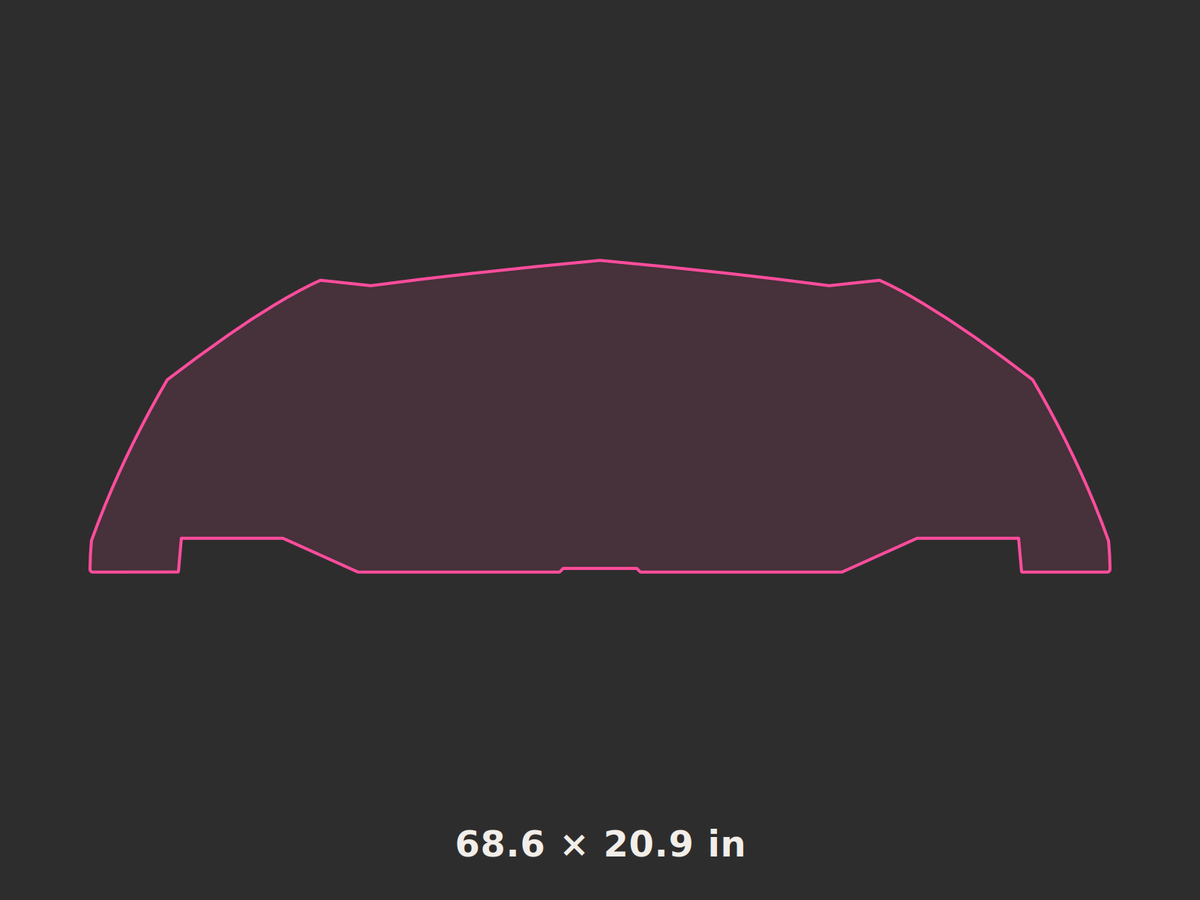 Front splitter outline, 68.6 × 20.9 in