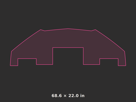 Front splitter outline, 68.6 × 22.0 in