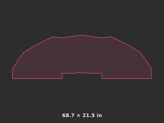 Front splitter outline, 68.7 × 21.5 in