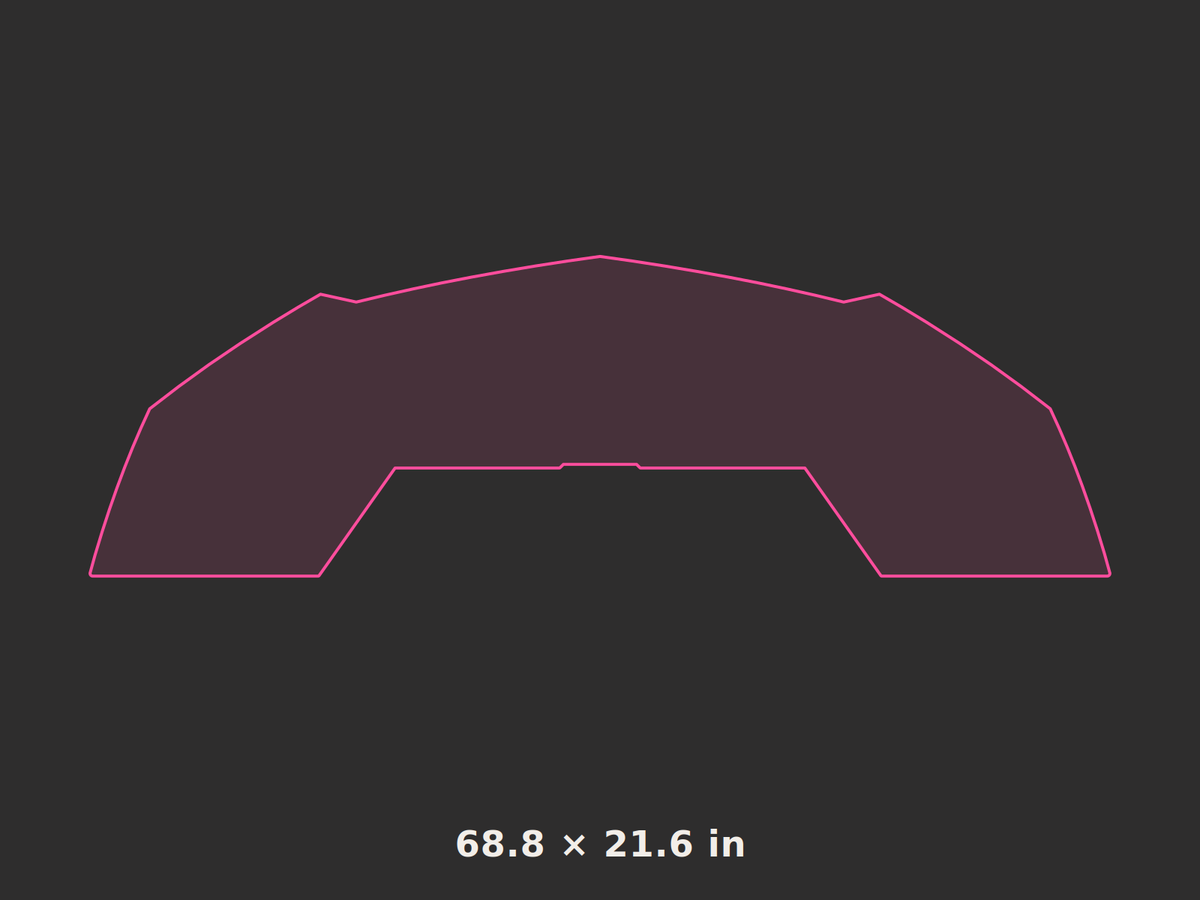 Front splitter outline, 68.8 × 21.6 in