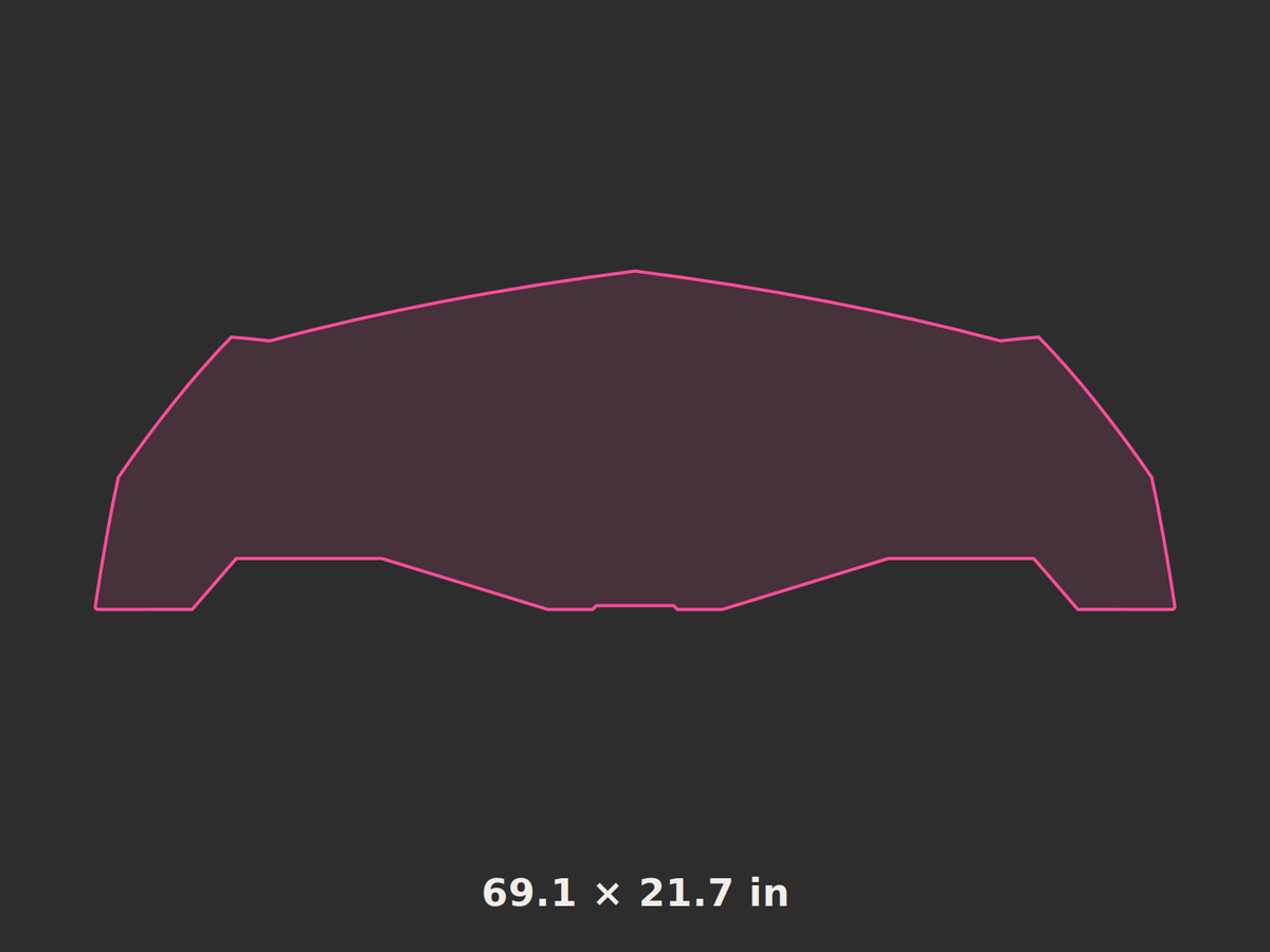 Front splitter outline, 69.1 × 21.7 in