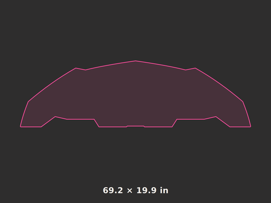 Front splitter outline, 69.2 × 19.9 in