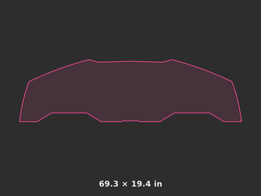 Front splitter outline, 69.3 × 19.4 in
