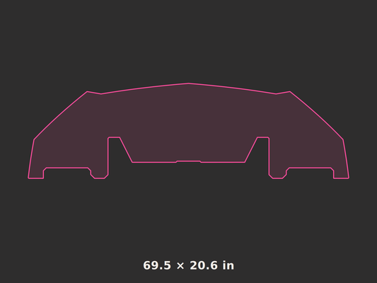 Front splitter outline, 69.5 × 20.6 in