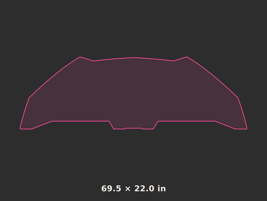 Front splitter outline, 69.5 × 22.0 in