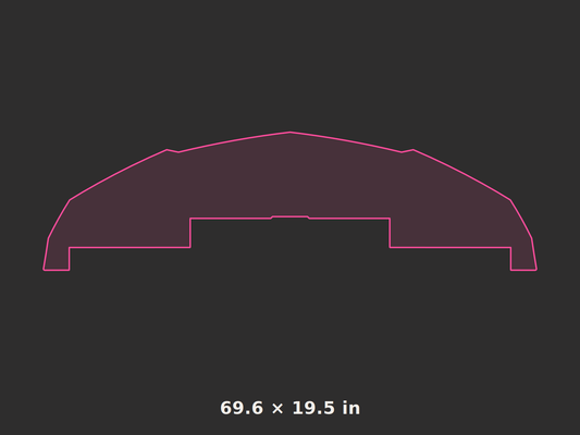 Front splitter outline, 69.6 × 19.5 in