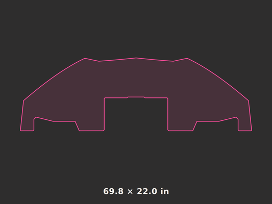 Front splitter outline, 69.8 × 22.0 in