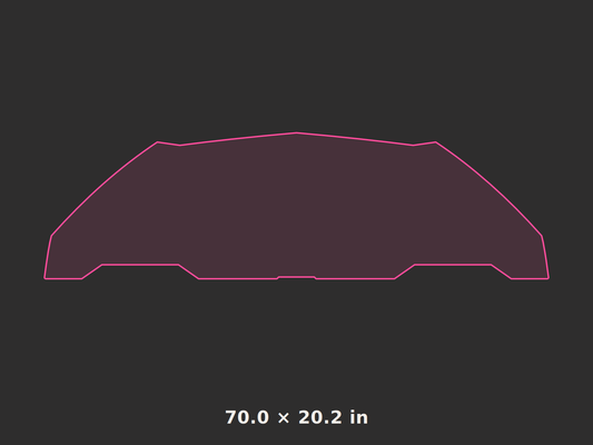Front splitter outline, 70.0 × 20.2 in