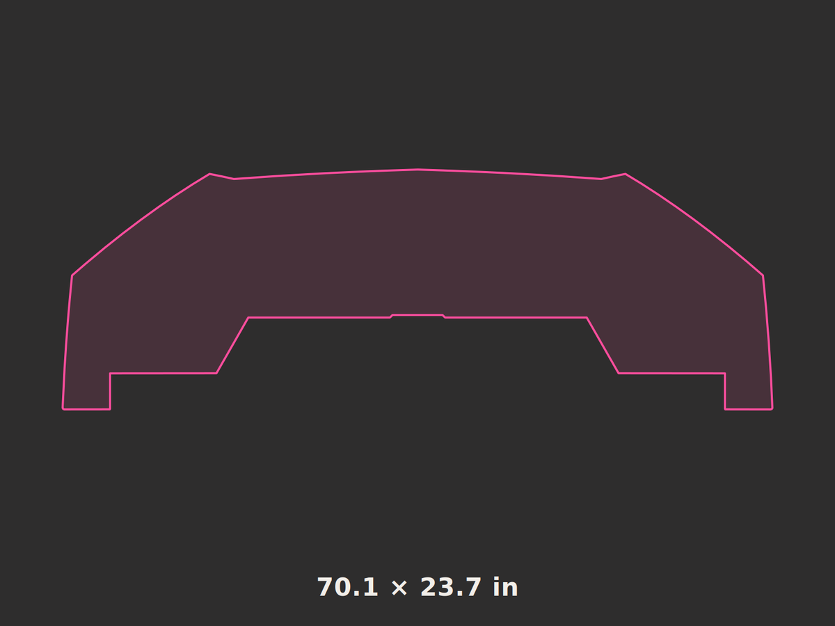 Front splitter outline, 70.1 × 23.7 in