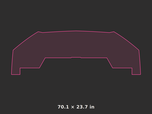 Front splitter outline, 70.1 × 23.7 in