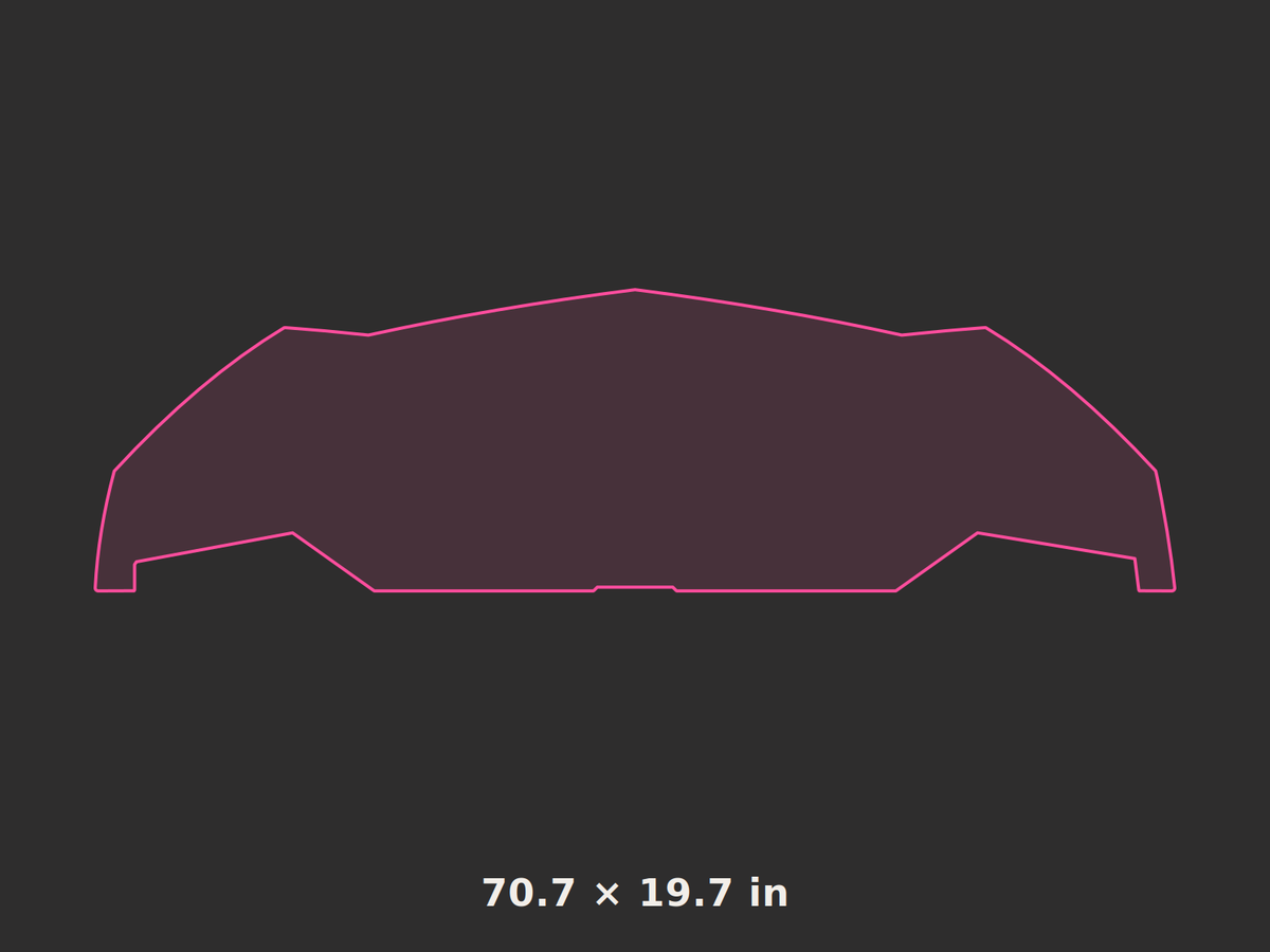 Front splitter outline, 70.7 × 19.7 in
