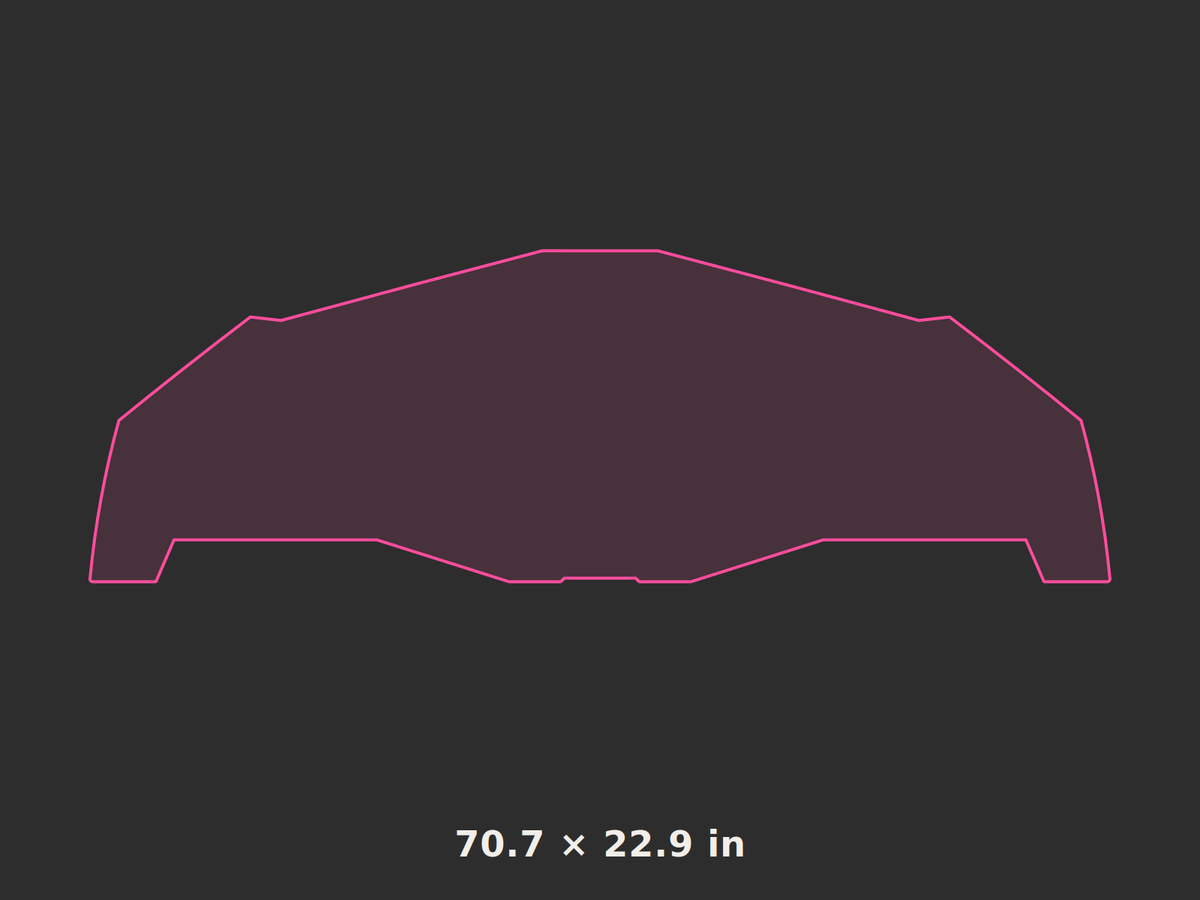 Front splitter outline, 70.7 × 22.9 in
