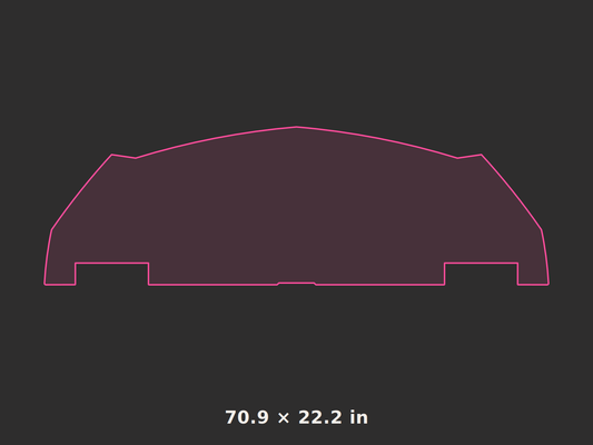 Front splitter outline, 70.9 × 22.2 in