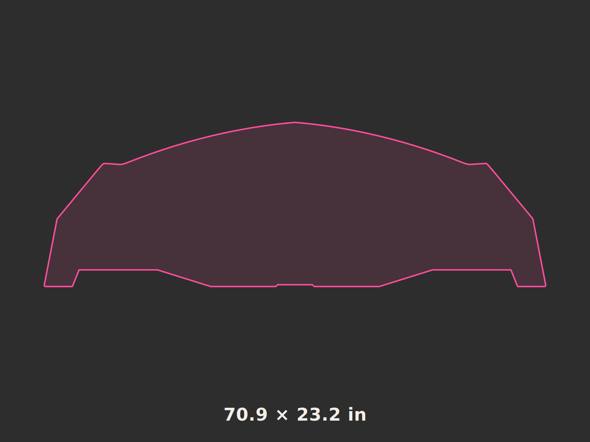 Front splitter outline, 70.9 × 23.2 in
