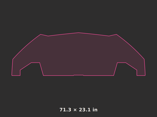 Front splitter outline, 71.3 × 23.1 in
