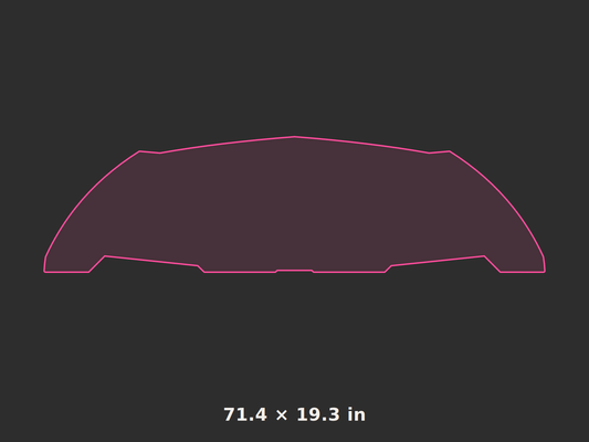 Front splitter outline, 71.4 × 19.3 in