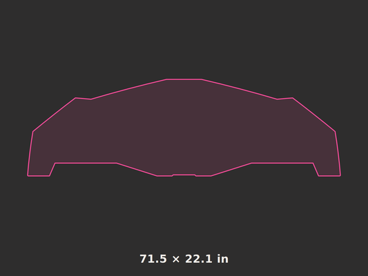 Front splitter outline, 71.5 × 22.1 in