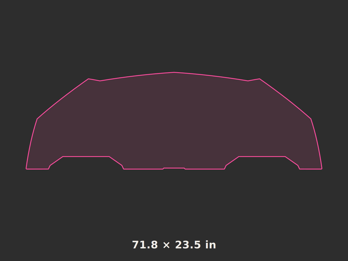 Front splitter outline, 71.8 × 23.5 in