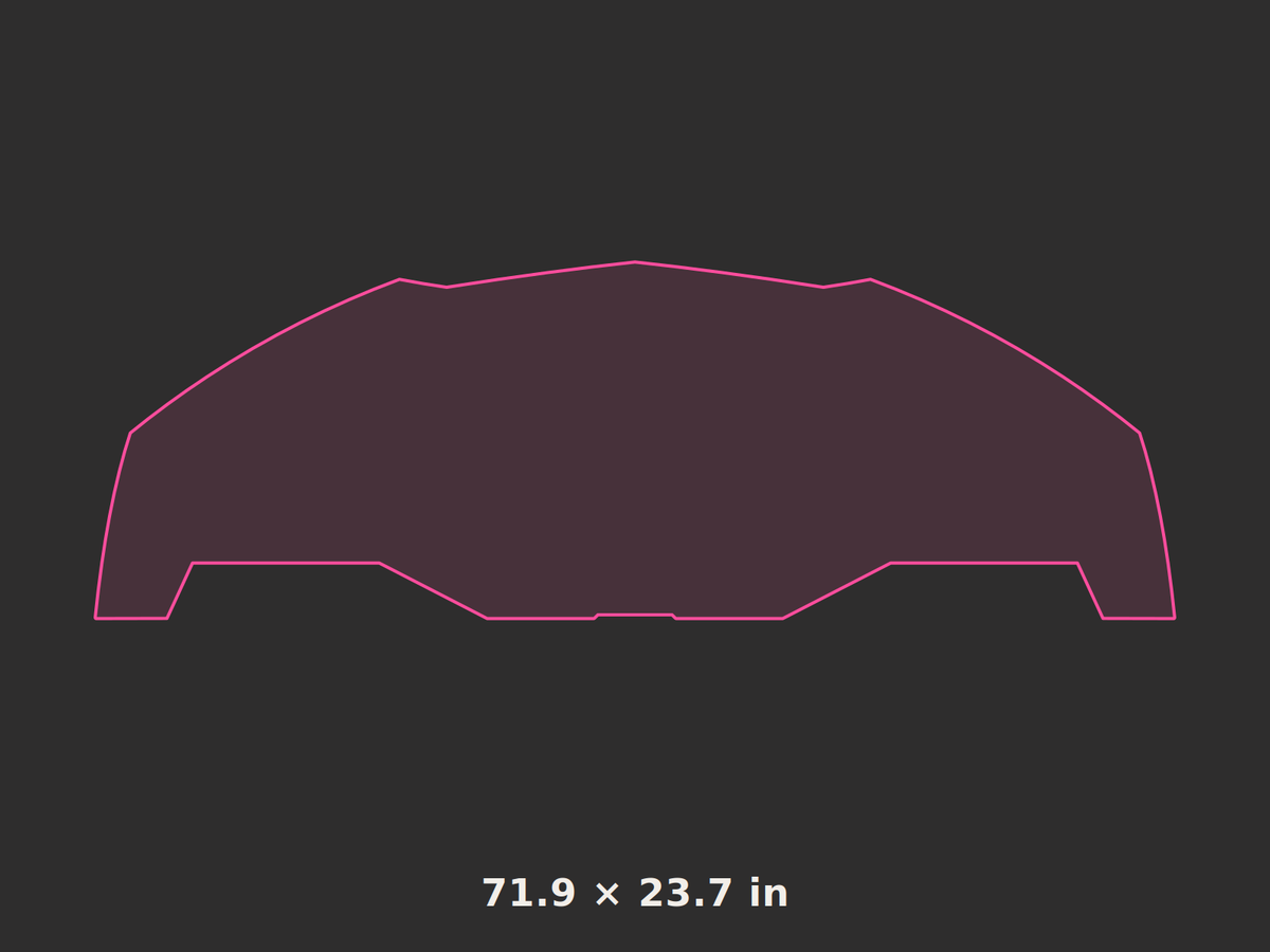 Front splitter outline, 71.9 × 23.7 in