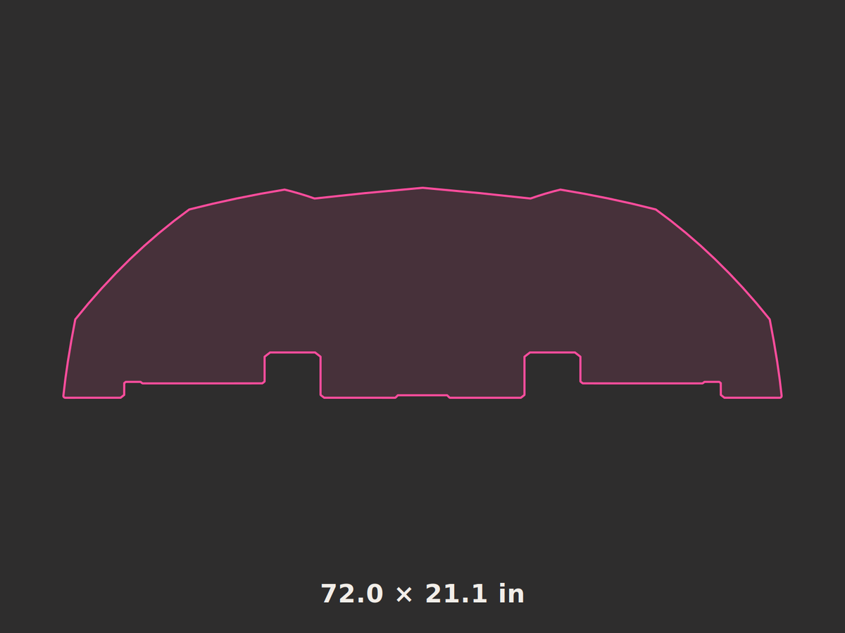 Front splitter outline, 72.0 × 21.1 in