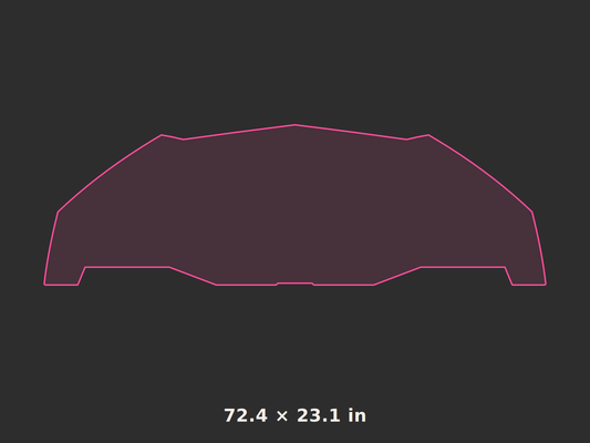 Front splitter outline, 72.4 × 23.1 in