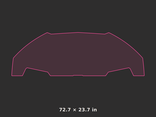 Front splitter outline, 72.7 × 23.7 in