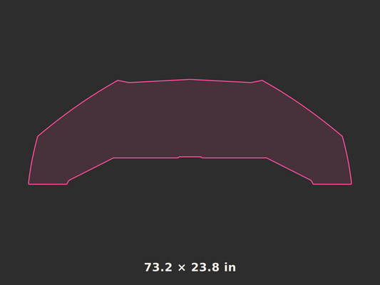 Front splitter outline, 73.2 × 23.8 in