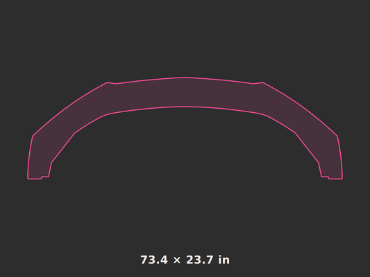 Front splitter outline, 73.4 × 23.7 in
