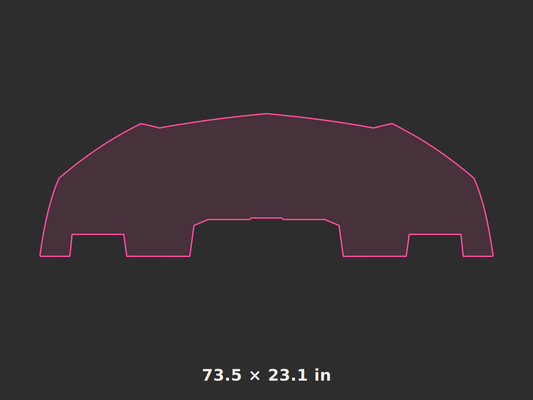 Front splitter outline, 73.5 × 23.1 in
