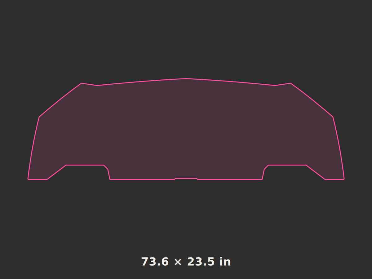 Front splitter outline, 73.6 × 23.5 in